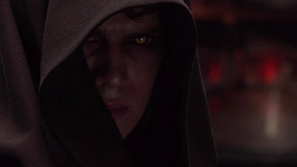 Why did Anakin's eyes turn yellow?